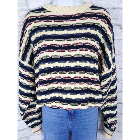 Victoria Dry Goods Sweaters - Vintage Oversized Color Block Chunky Sweater L
